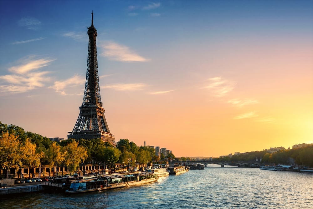 Eiffel Tower Paris France Sunset