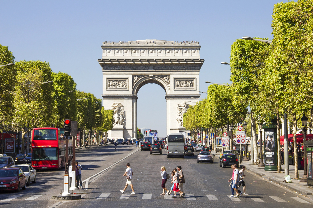 Paris Champs Elysees And The Arc De Triomphe