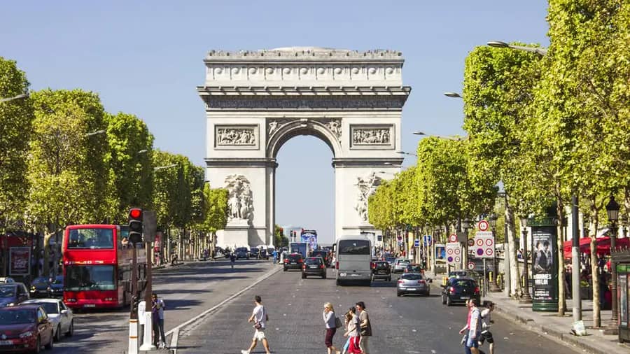 Paris Champs Elysees And The Arc De Triomphe